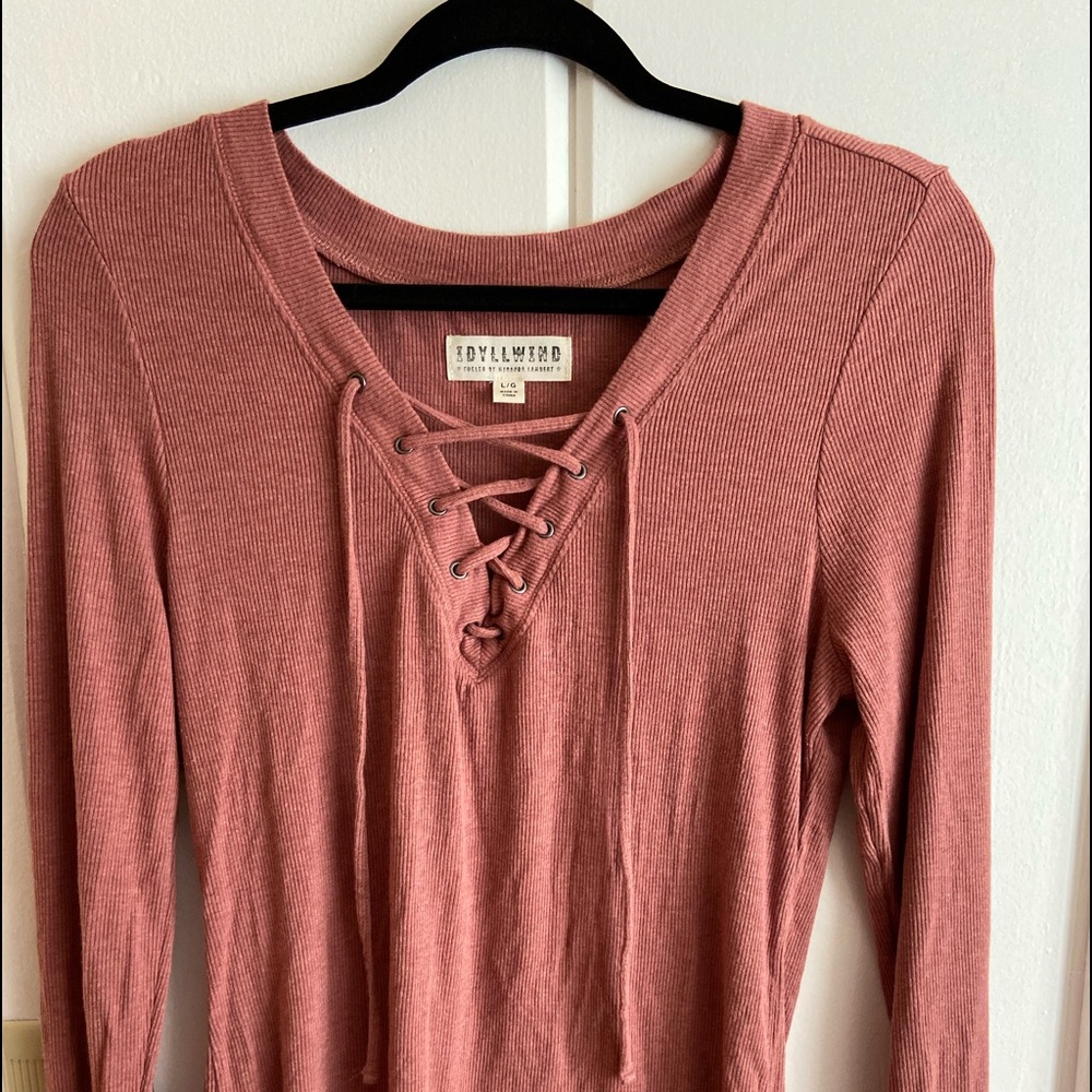 Long sleeve lace up T-shirt